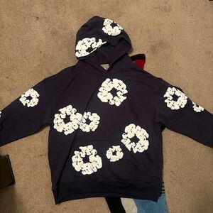 Navy blue denim tears hoodie brand new